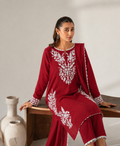 Red Embroidered tunic-set
