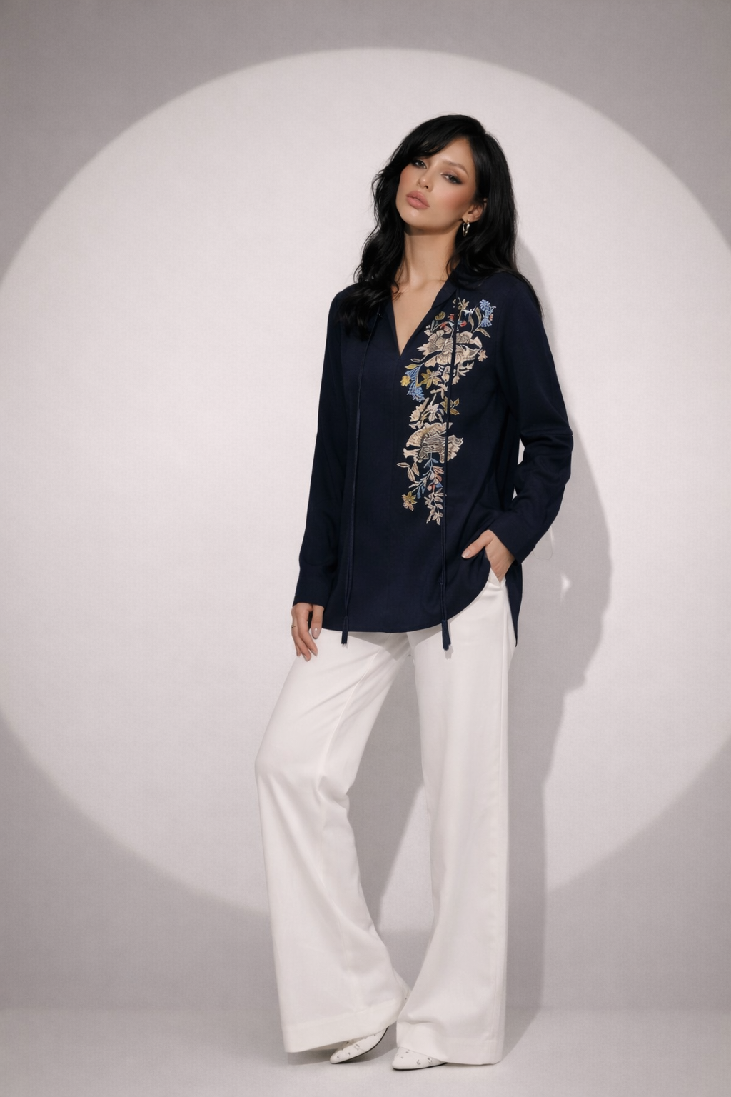 Midnight Garden Embroidered Shirt