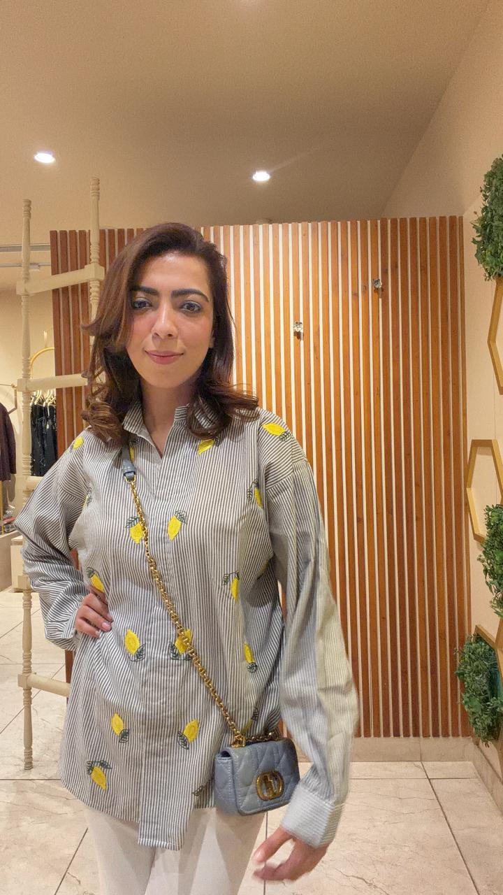 Lemon Grove Striped Embroidered Shirt