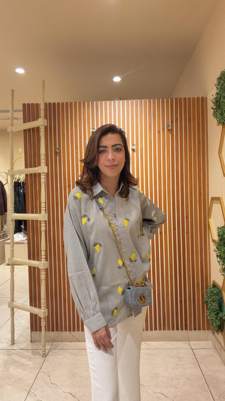 Lemon Grove Striped Embroidered Shirt