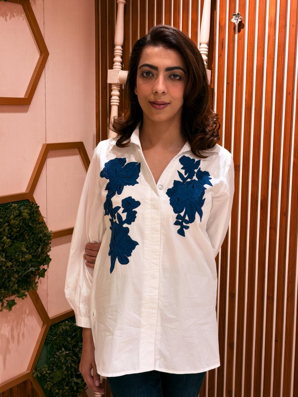 Ivory Bloom Appliqué Shirt