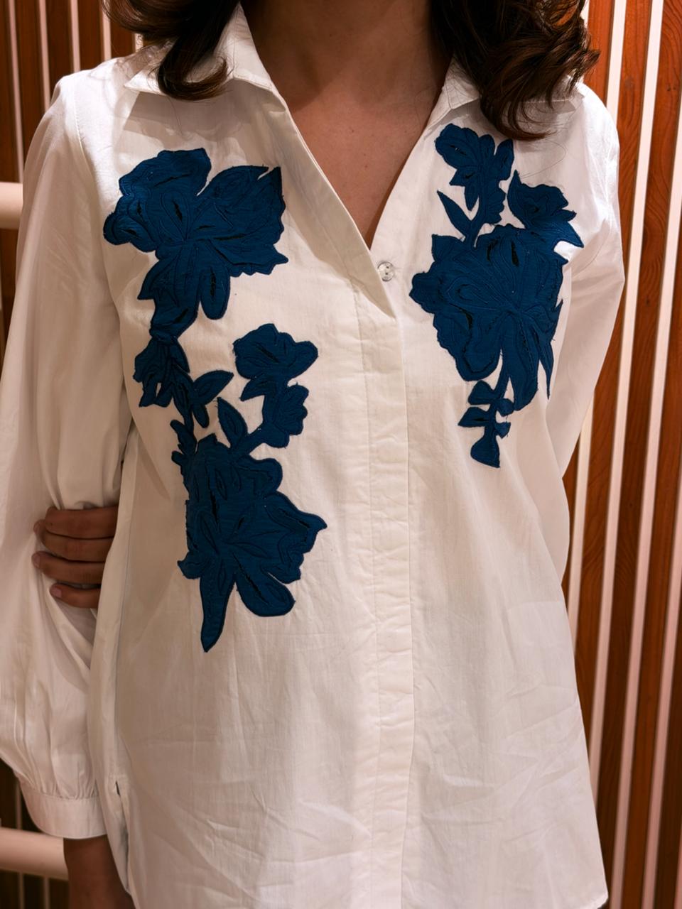 Ivory Bloom Appliqué Shirt