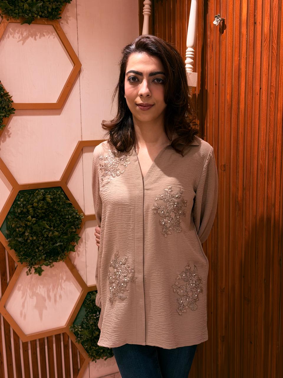 Sandstone Pearl Embellished Shirt