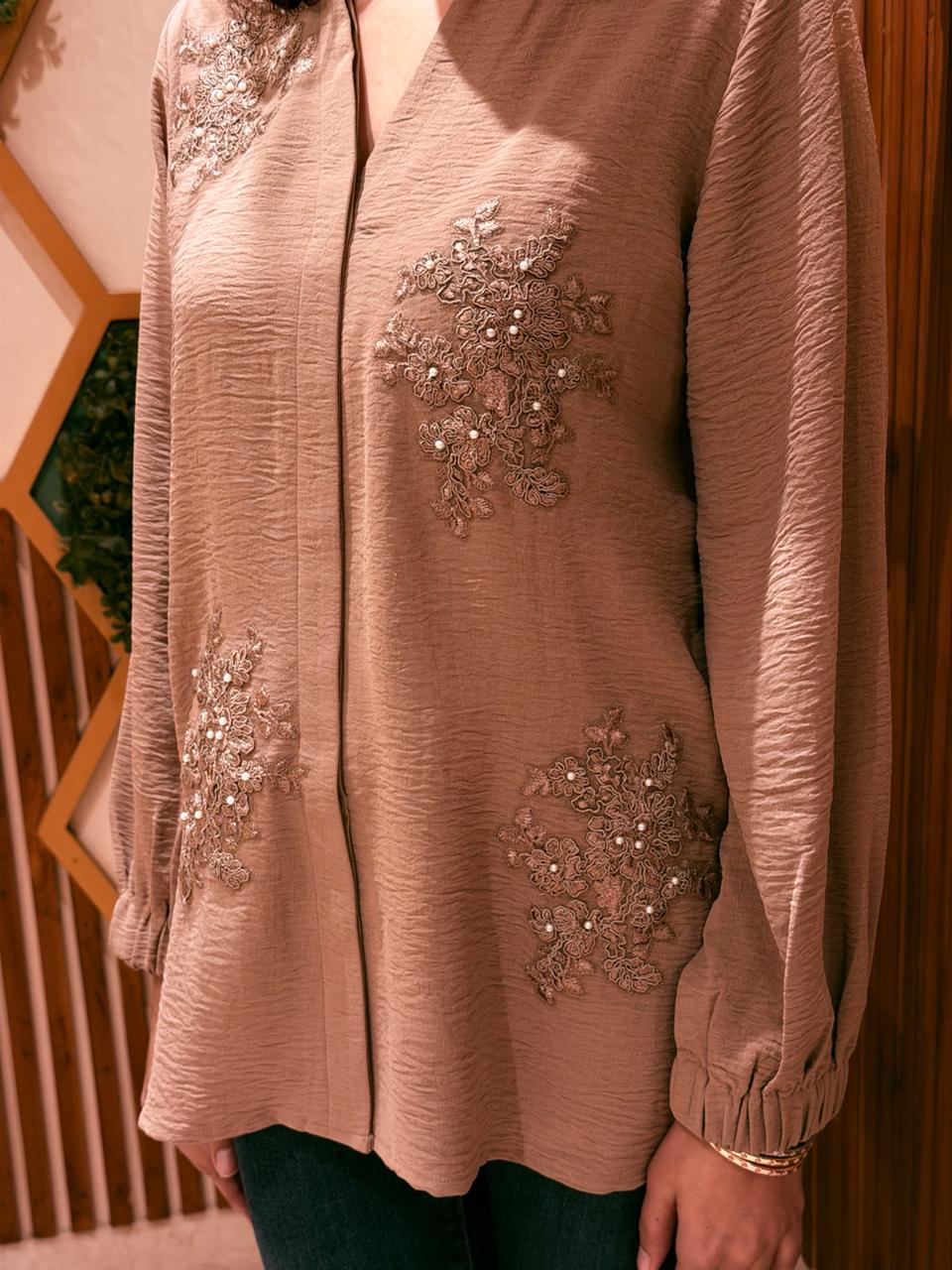 Sandstone Pearl Embellished Shirt