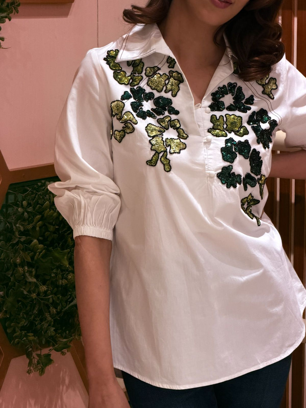 Ivory Meadow Embroidered Shirt