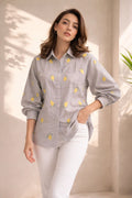 Lemon Grove Striped Embroidered Shirt
