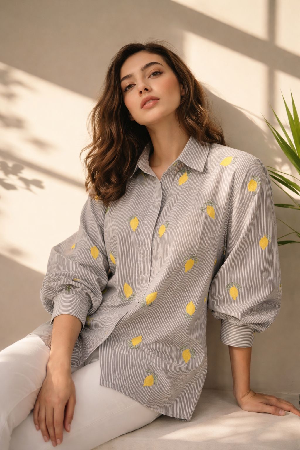 Lemon Grove Striped Embroidered Shirt
