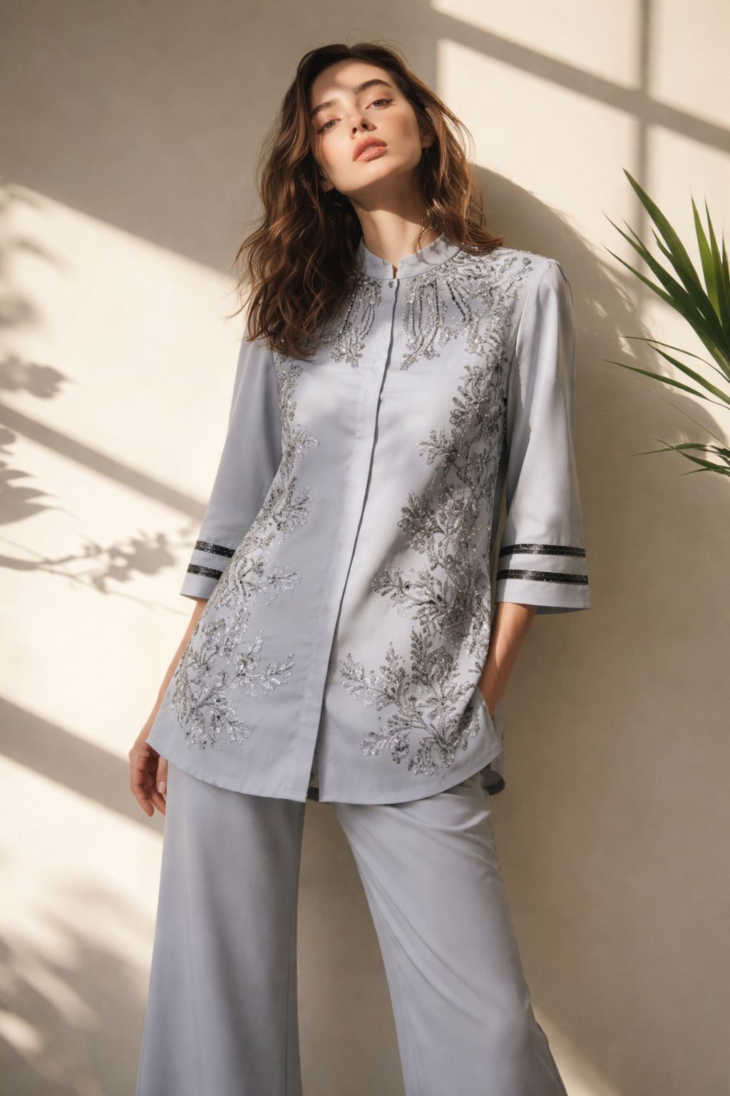 Silver Mist Embroidered Co-Ord Set