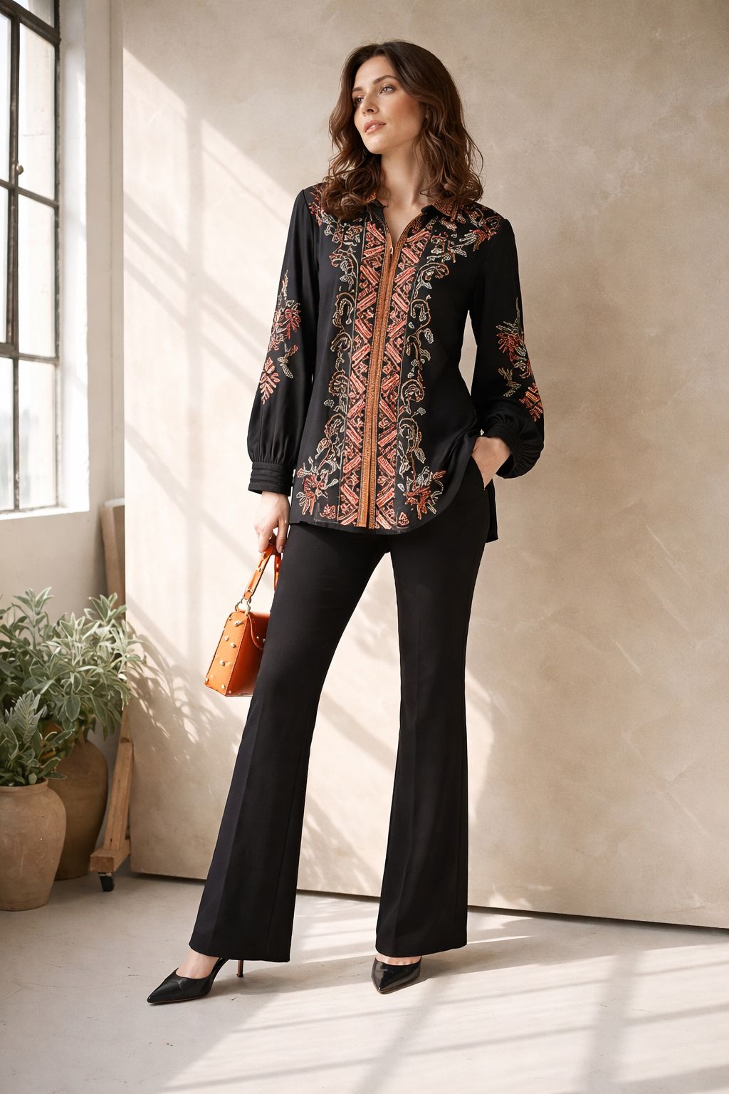 Noir Ember Embroidered Shirt
