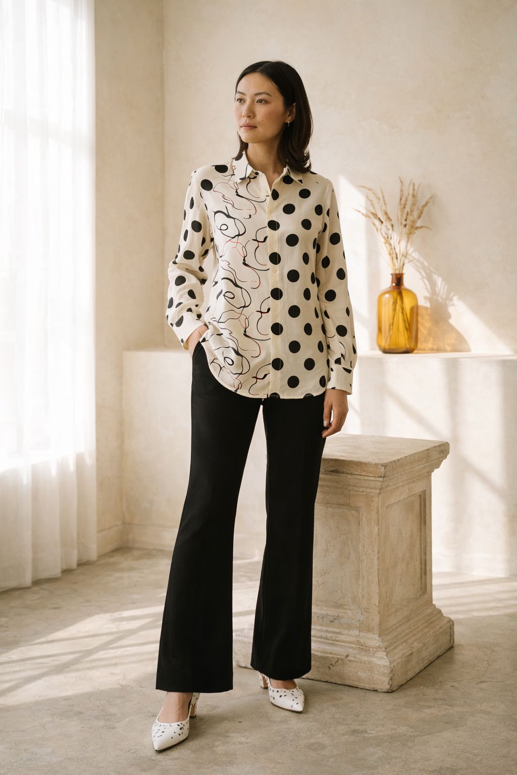 Ivory Muse Polka Abstract Shirt