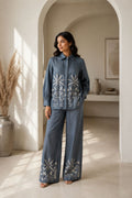 Denim Blossom Embroidered Co-Ord Set