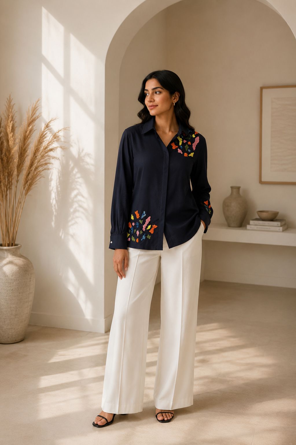 Midnight Garden Embroidered Shirt