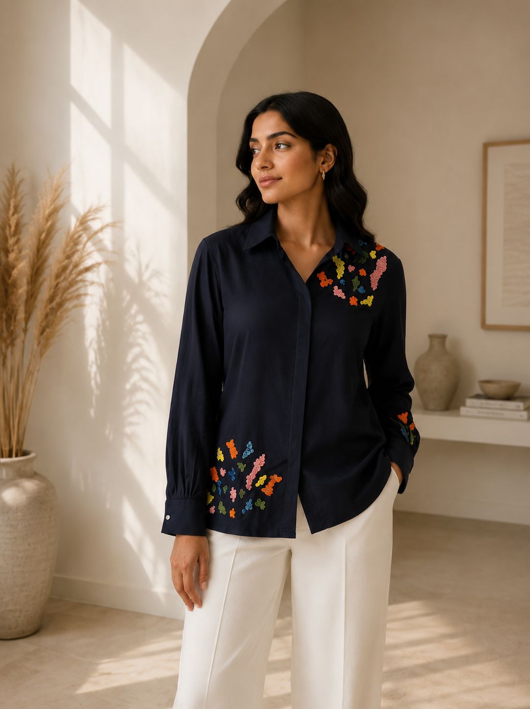 Midnight Garden Embroidered Shirt