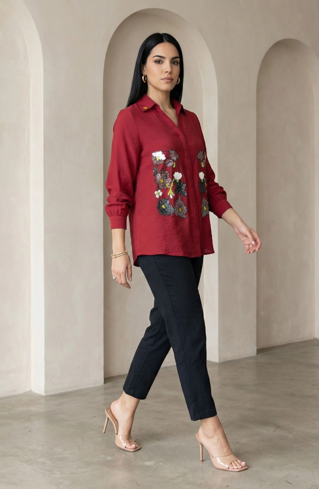 Crimson Garden Embellished Shirt