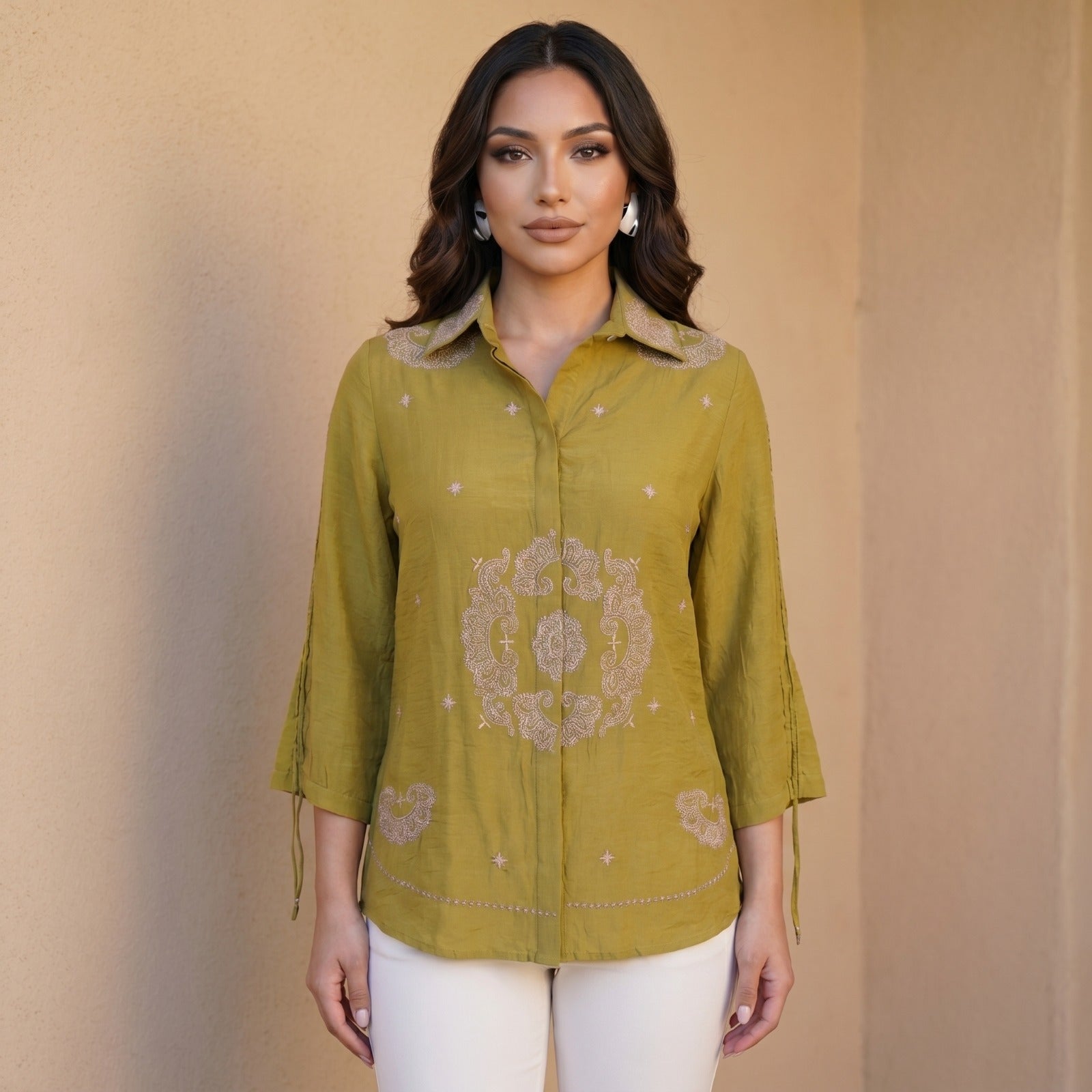 Olive Royale Embroidered Shirt