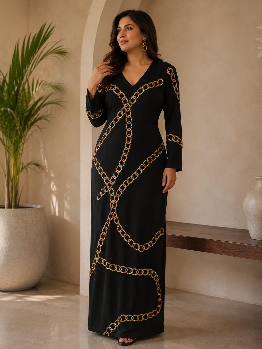Noir Chainlink Long Gown