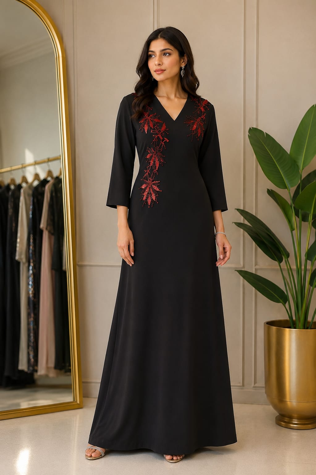 Noir Scarlet Bloom Gown