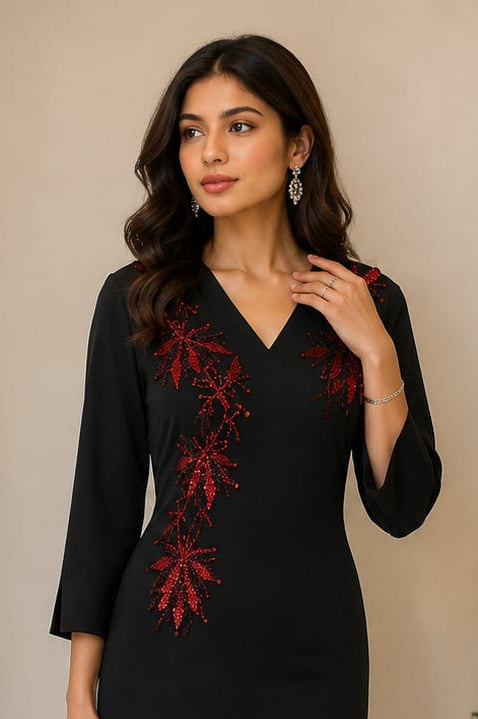 Noir Scarlet Bloom Gown