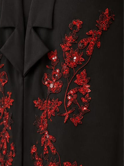 Noir Scarlet Embroidered Blazer Set