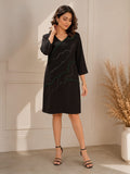 Noire Curve Embroidered Dress