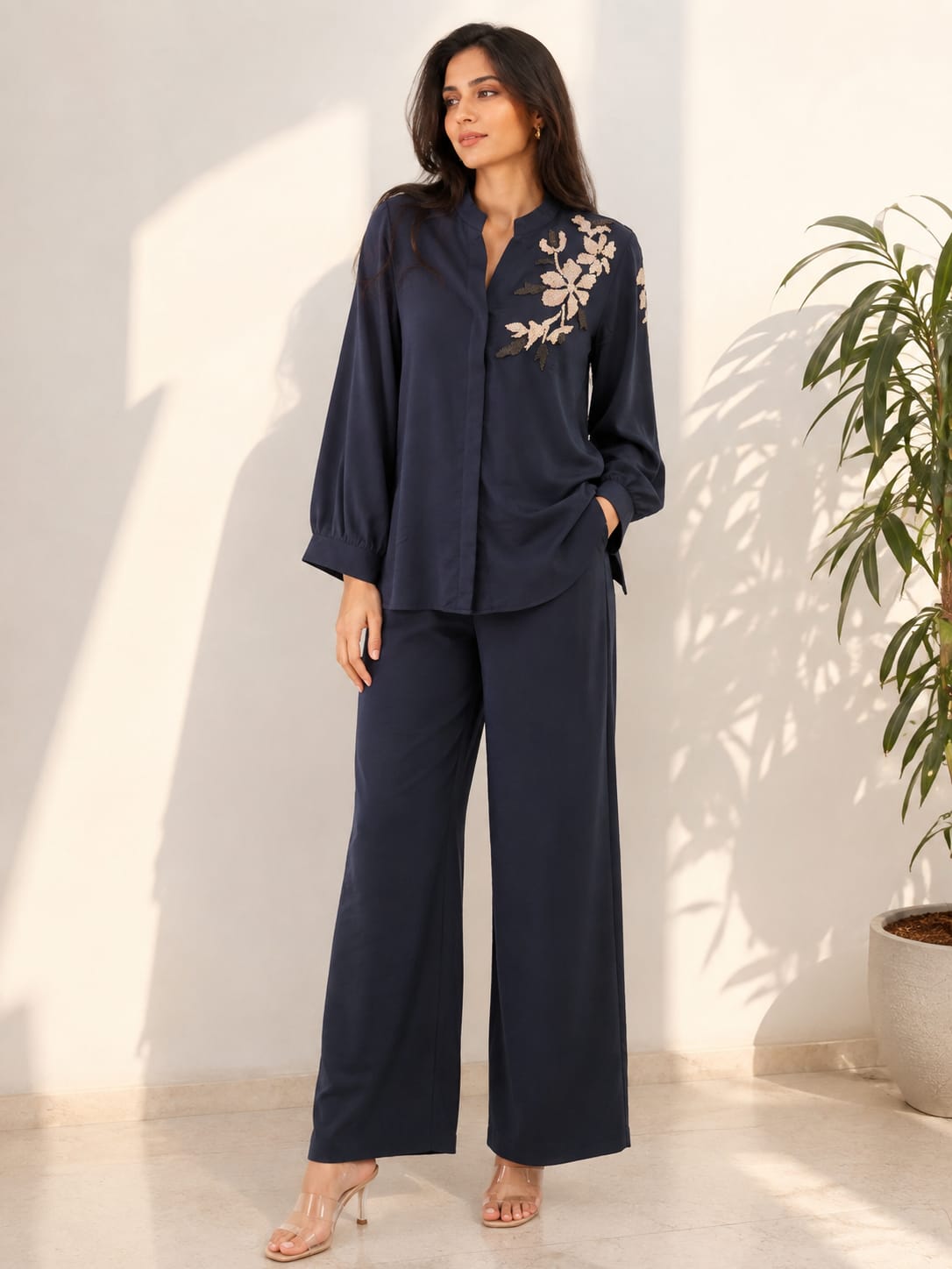 Midnight Bloom Embroidered Cordset