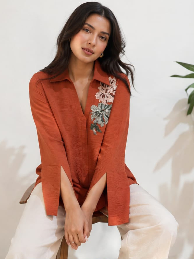 Ember Bloom Embellished Shirt