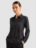 Noir Blossom Embroidered Shirt