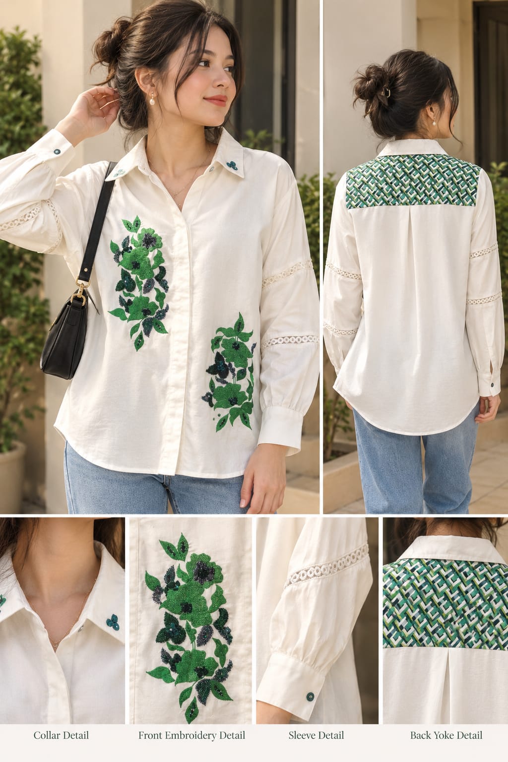 Verdant Bloom Embroidered Shirt