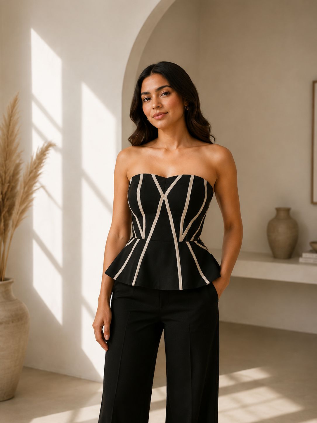 Noir Sculpt Peplum Set