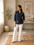 Midnight Bloom Embroidered Shirt