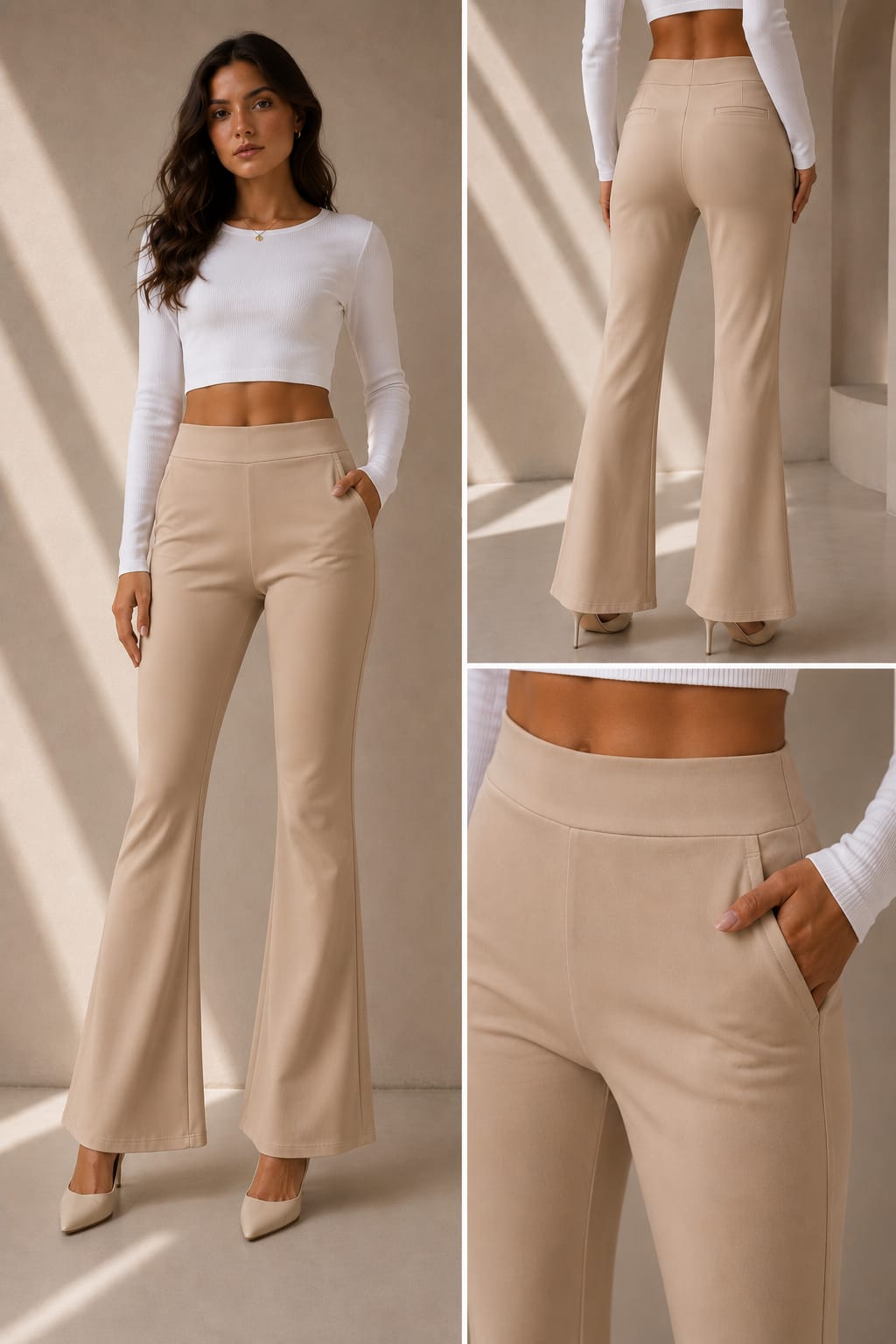 Beige Bell Bottom