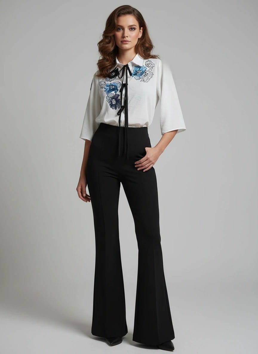Noir Bloom Embroidered Shirt
