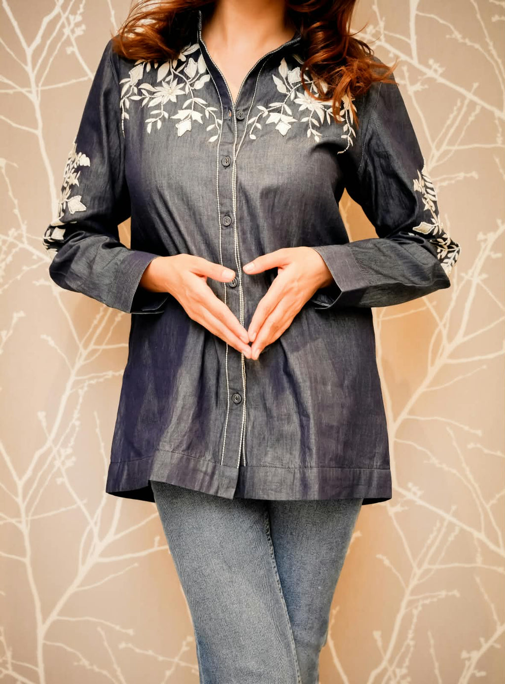 Nocturne Bloom Embroidered Shirt