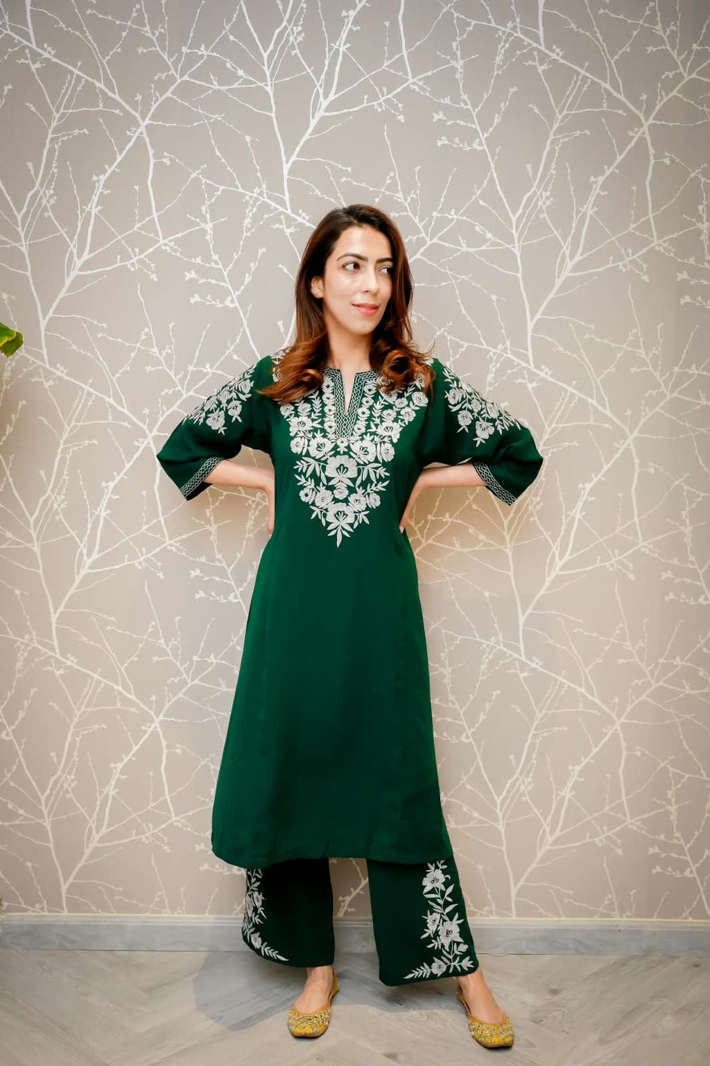 Emerald Grace Embroidered Kurta Set