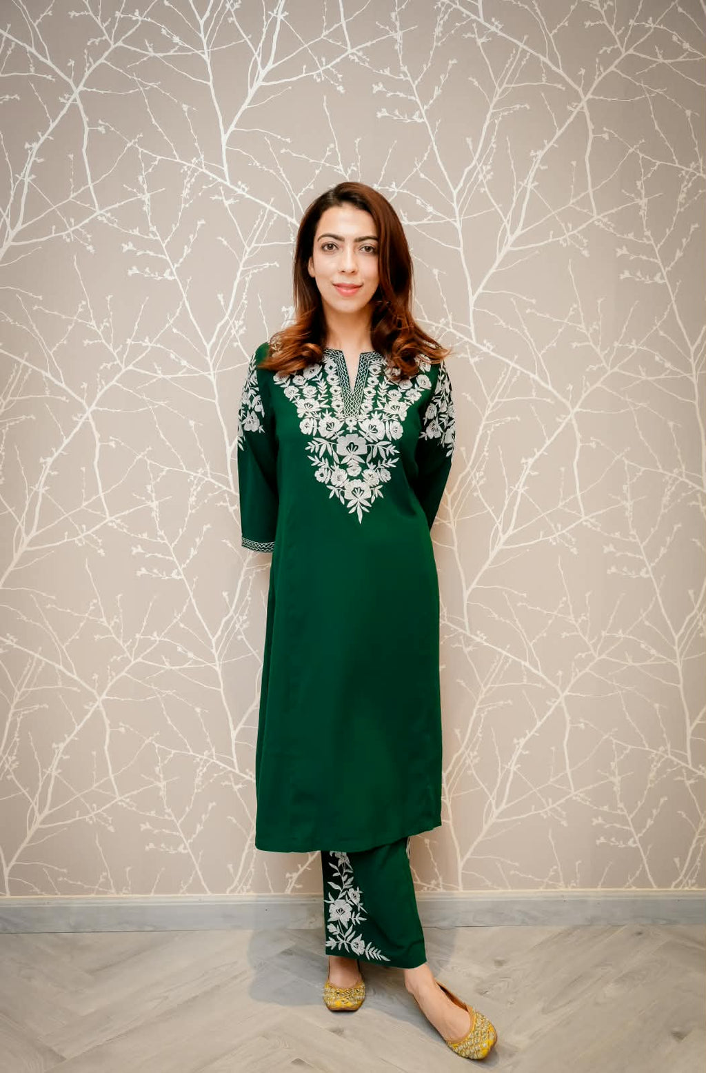 Emerald Grace Embroidered Kurta Set
