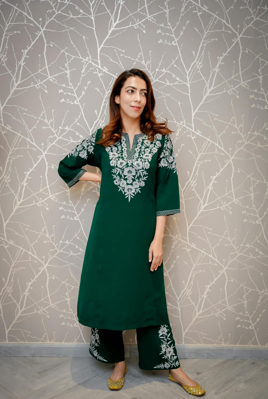 Emerald Grace Embroidered Kurta Set
