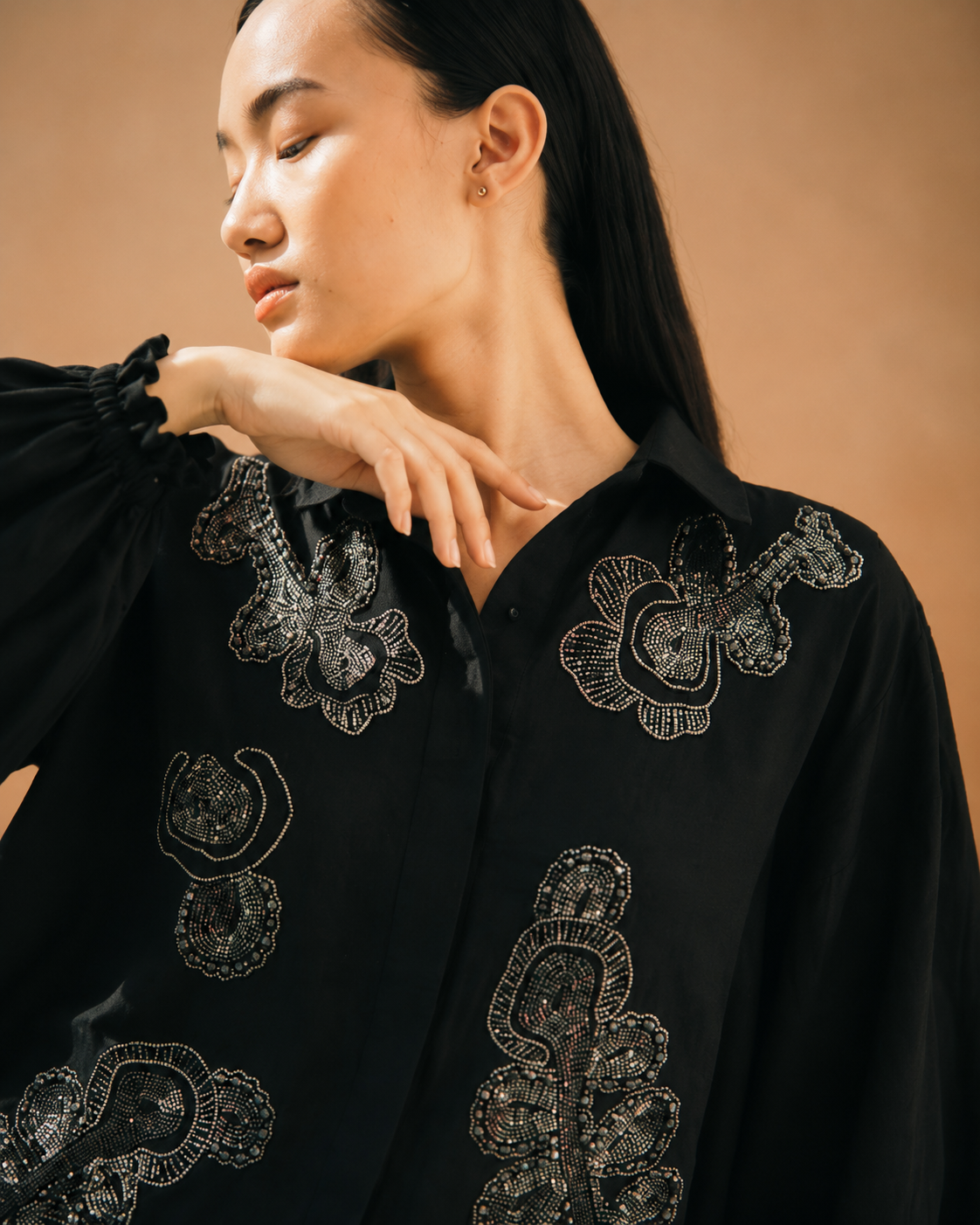 Midnight Noir Embroidered Shirt