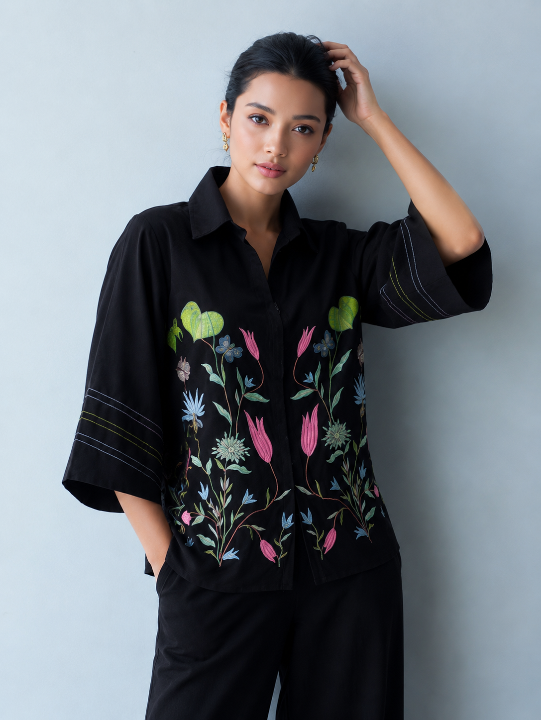 Midnight Meadow Embroidered Co-Ord Set