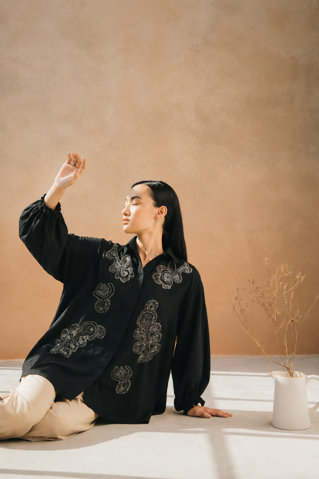 Midnight Noir Embroidered Shirt