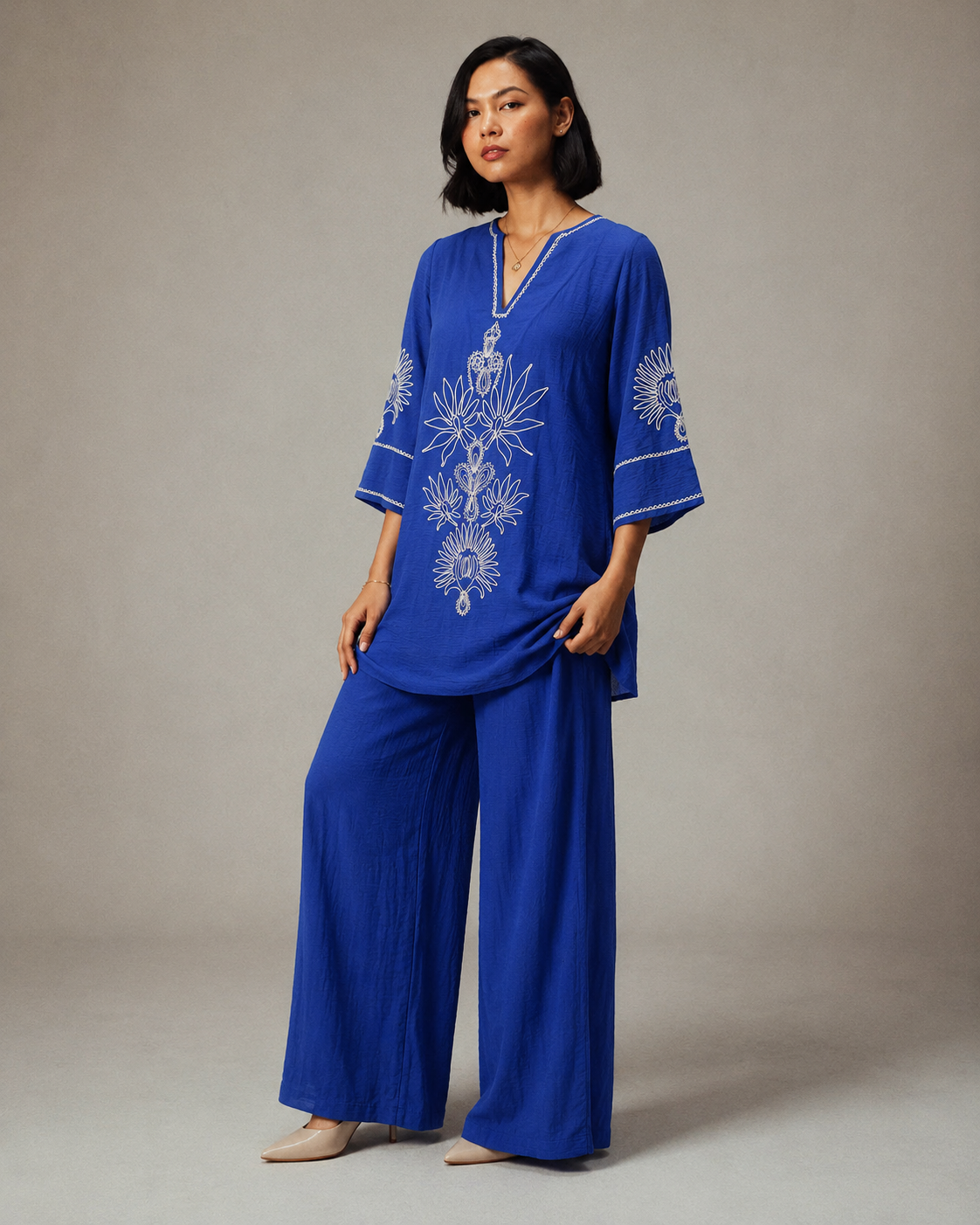Royal Azure Embroidered Co-Ord Set
