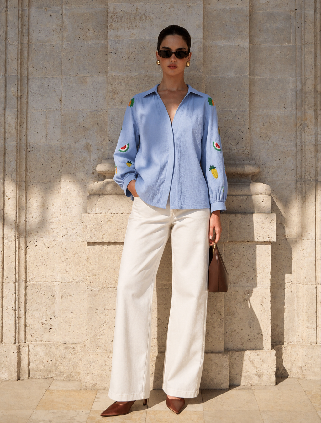 Sky Orchard Embroidered Shirt