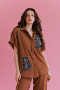 Cinnamon Bloom Appliqué Shirt