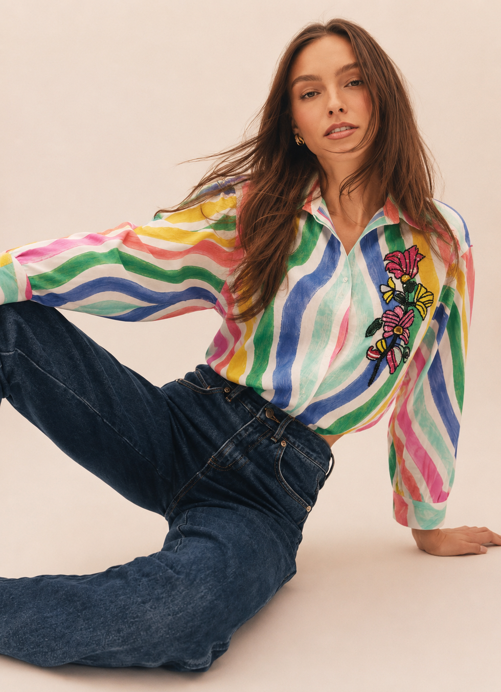 Rainbow Bloom Statement Shirt