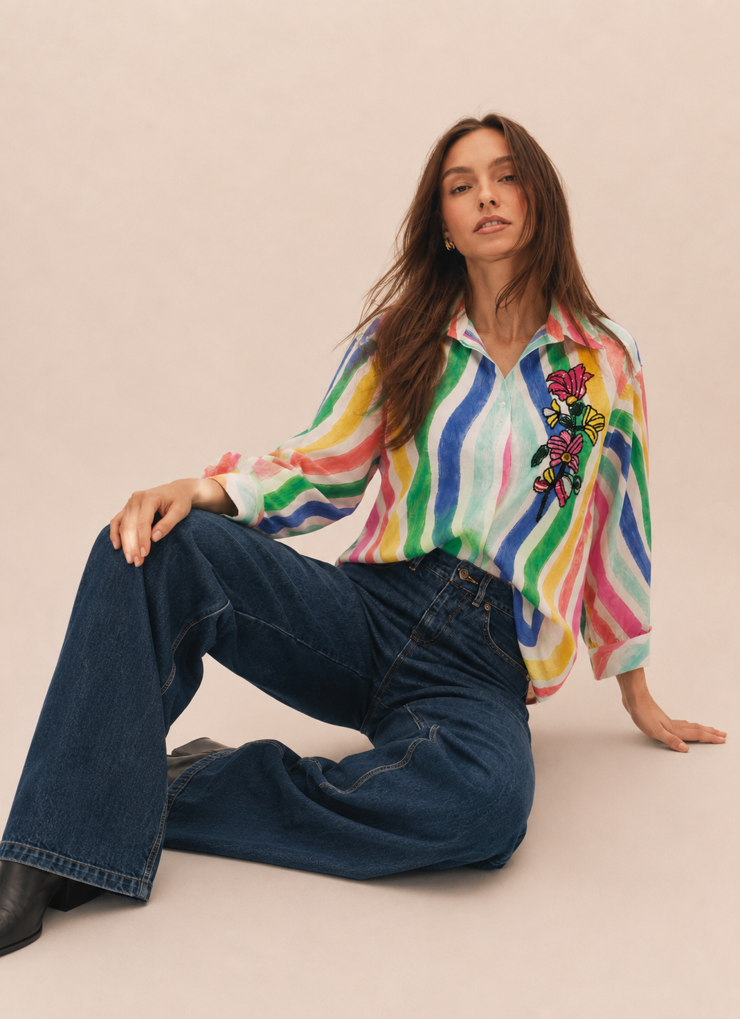 Rainbow Bloom Statement Shirt