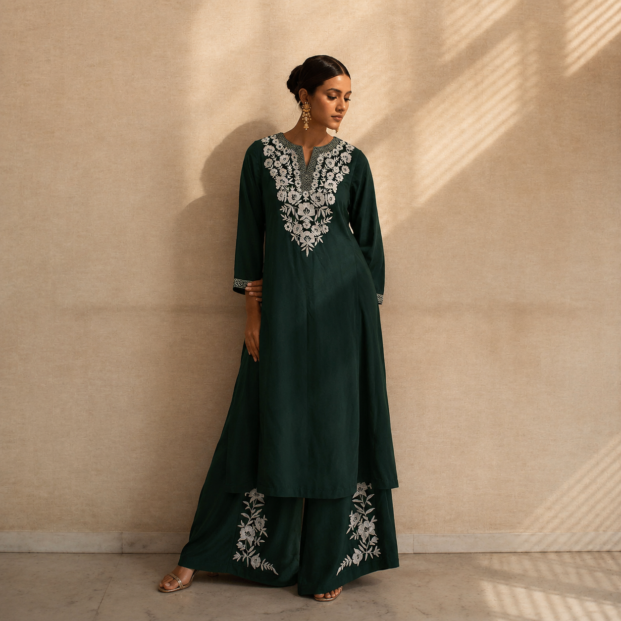 Emerald Grace Embroidered Kurta Set