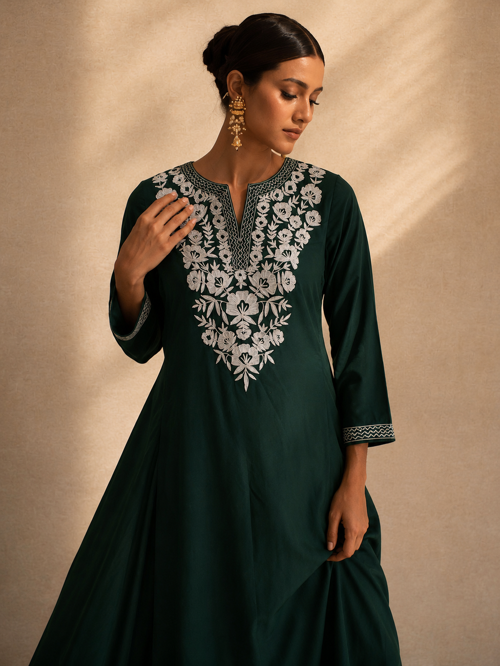Emerald Grace Embroidered Kurta Set