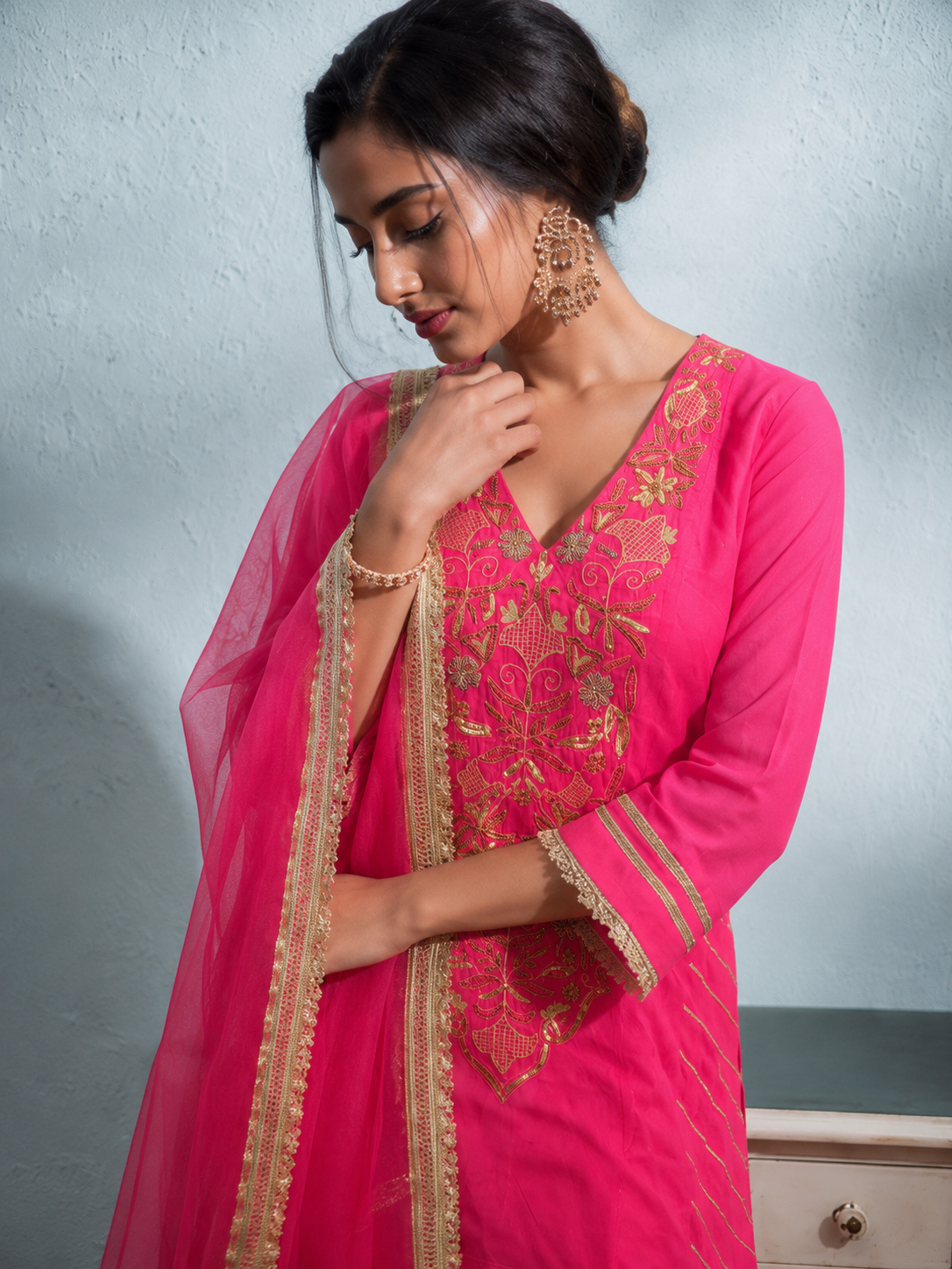 Royal Fuchsia Embroidered Kurta Set
