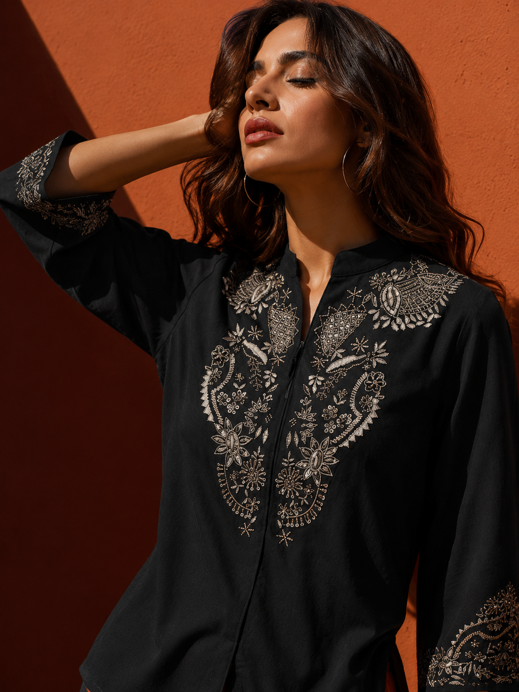Noir Jardin Embroidered Tunic