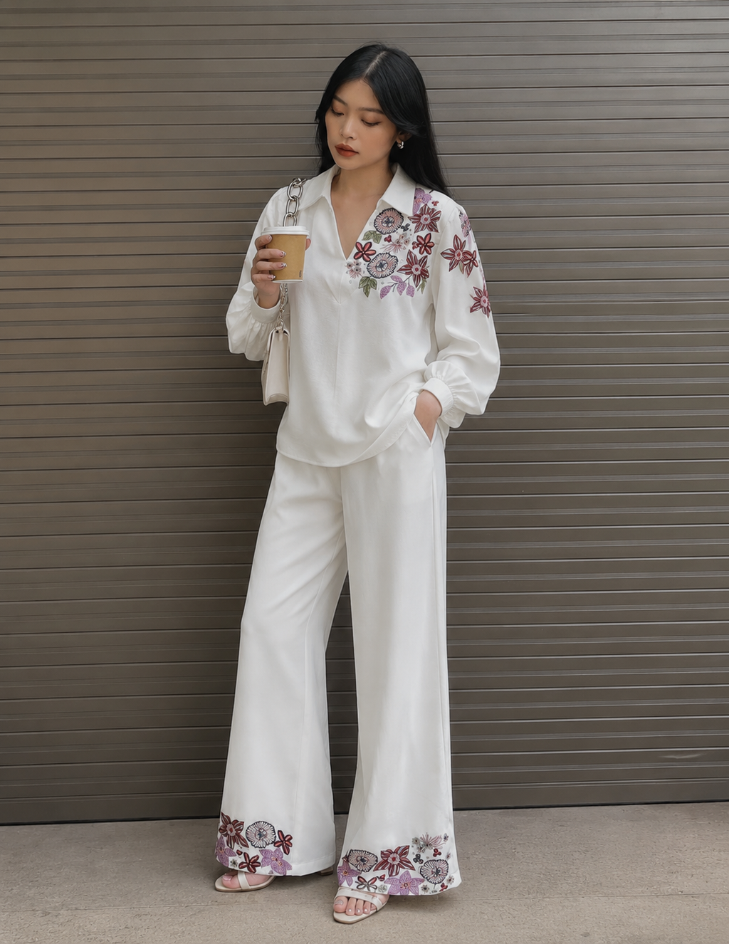 Ivory Meadow Embroidered Co-Ord Set