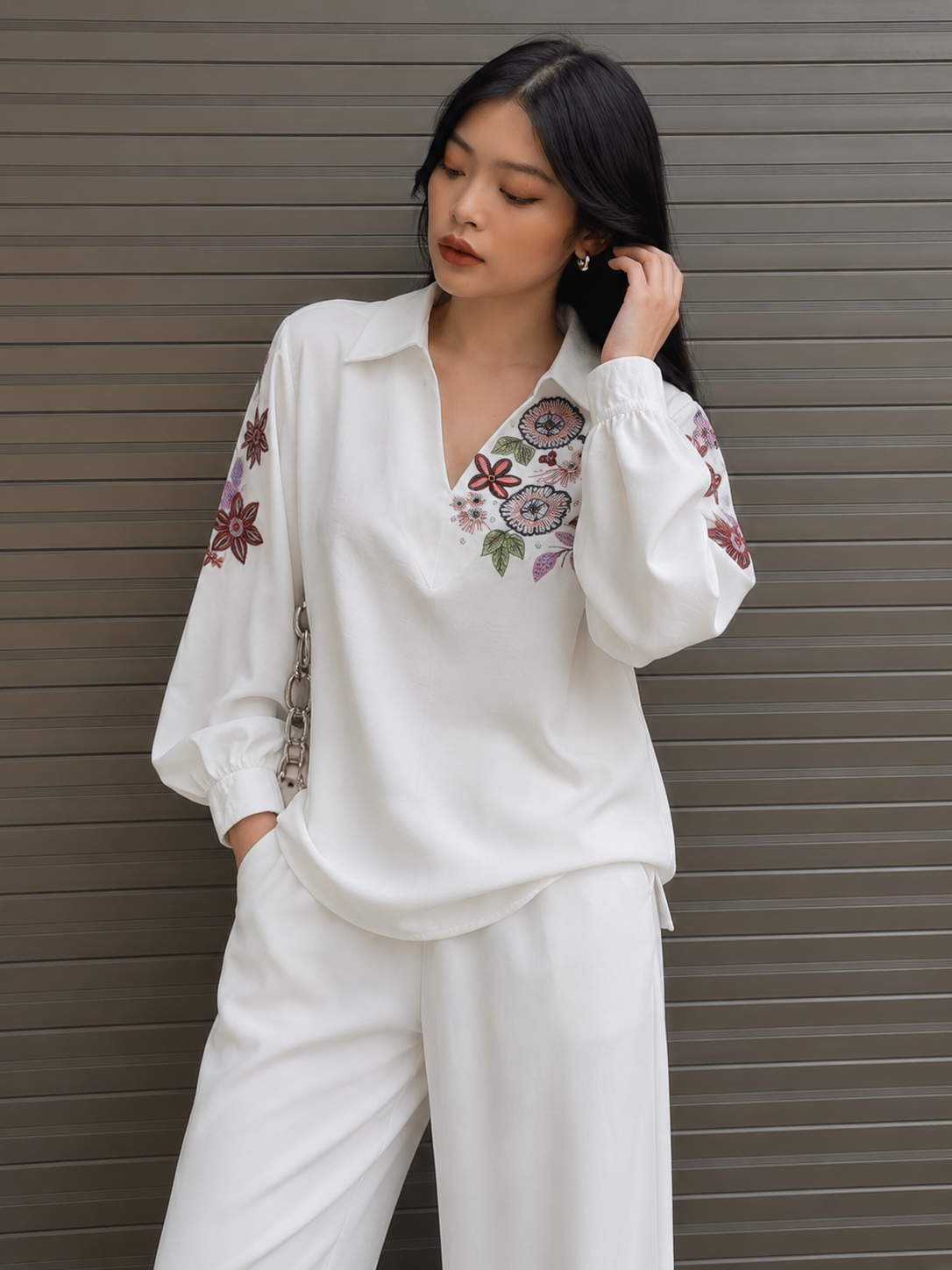 Ivory Meadow Embroidered Co-Ord Set